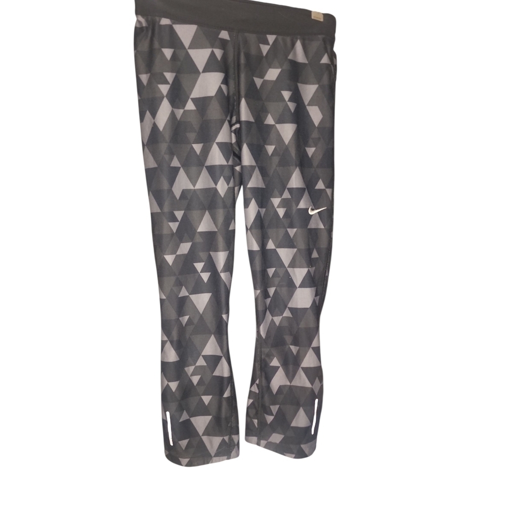 Women's Nike Dri Fit Triangular Patterned Leggings - Black and Gray Size Small